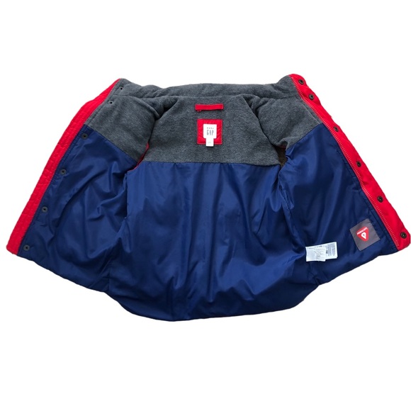 SOLD - GAP Red Warm Fall Winter Puffer Snap Pocket Full Zipper Puffy Vest Size 5 - Picture 2 of 12